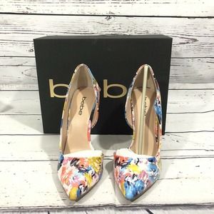 Bebe Farnaz Pumps Shoes Flora Pink Heels Womans Size 7M Stiletto
